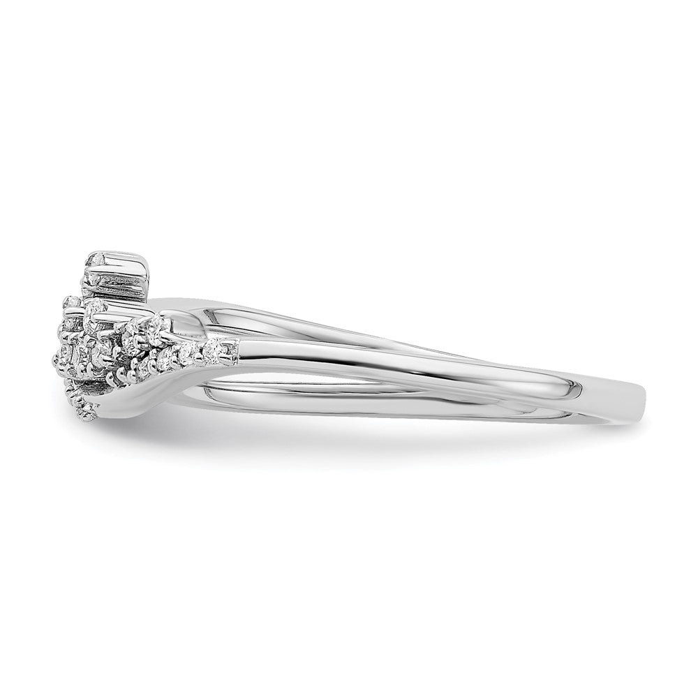 14k White Gold Polished Fancy Florina Wave Real Diamond Ring