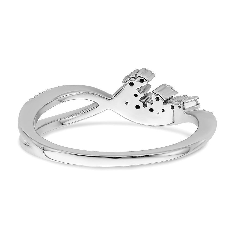 14k White Gold Polished Fancy Florina Wave Real Diamond Ring