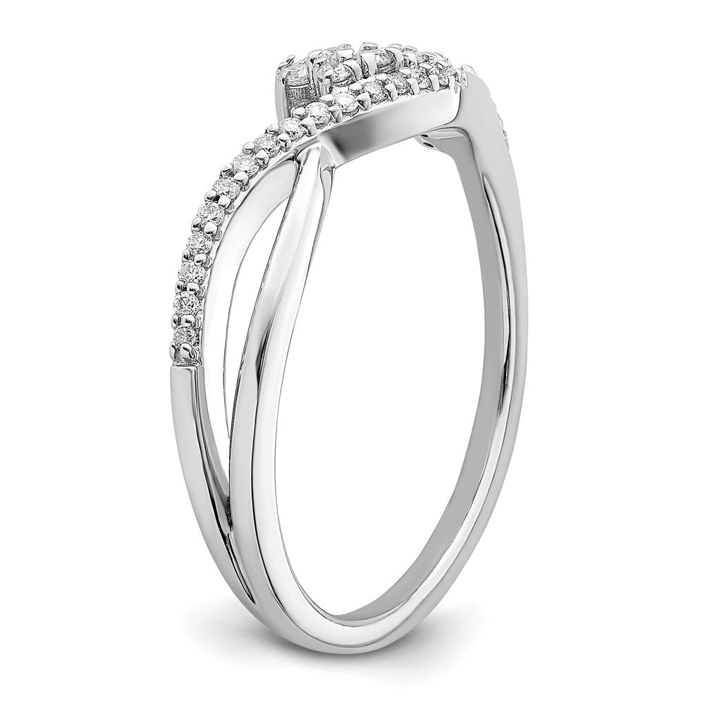 14k White Gold Polished Fancy Florina Wave Real Diamond Ring
