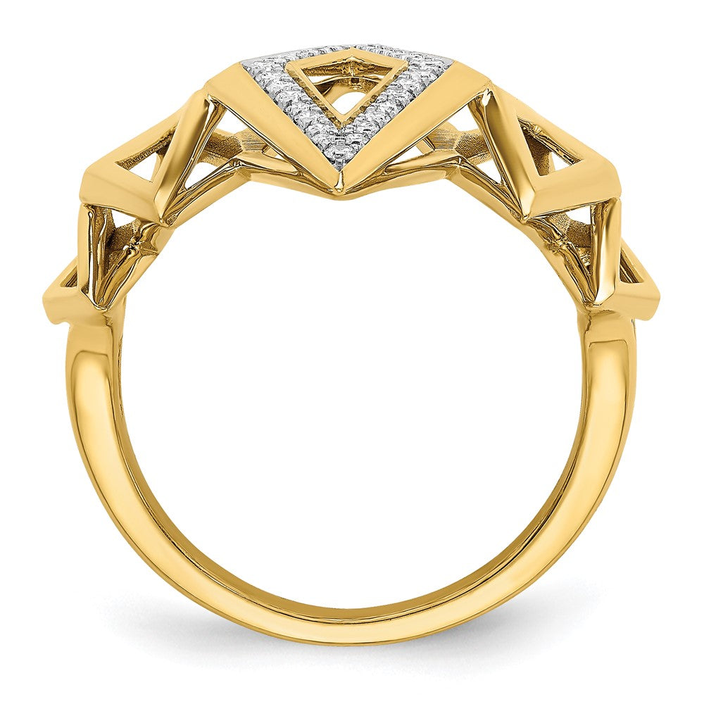 14K Yellow Gold Polished Fancy Geometric Real Diamond Ring