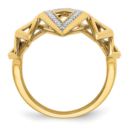 14K Yellow Gold Polished Fancy Geometric Real Diamond Ring