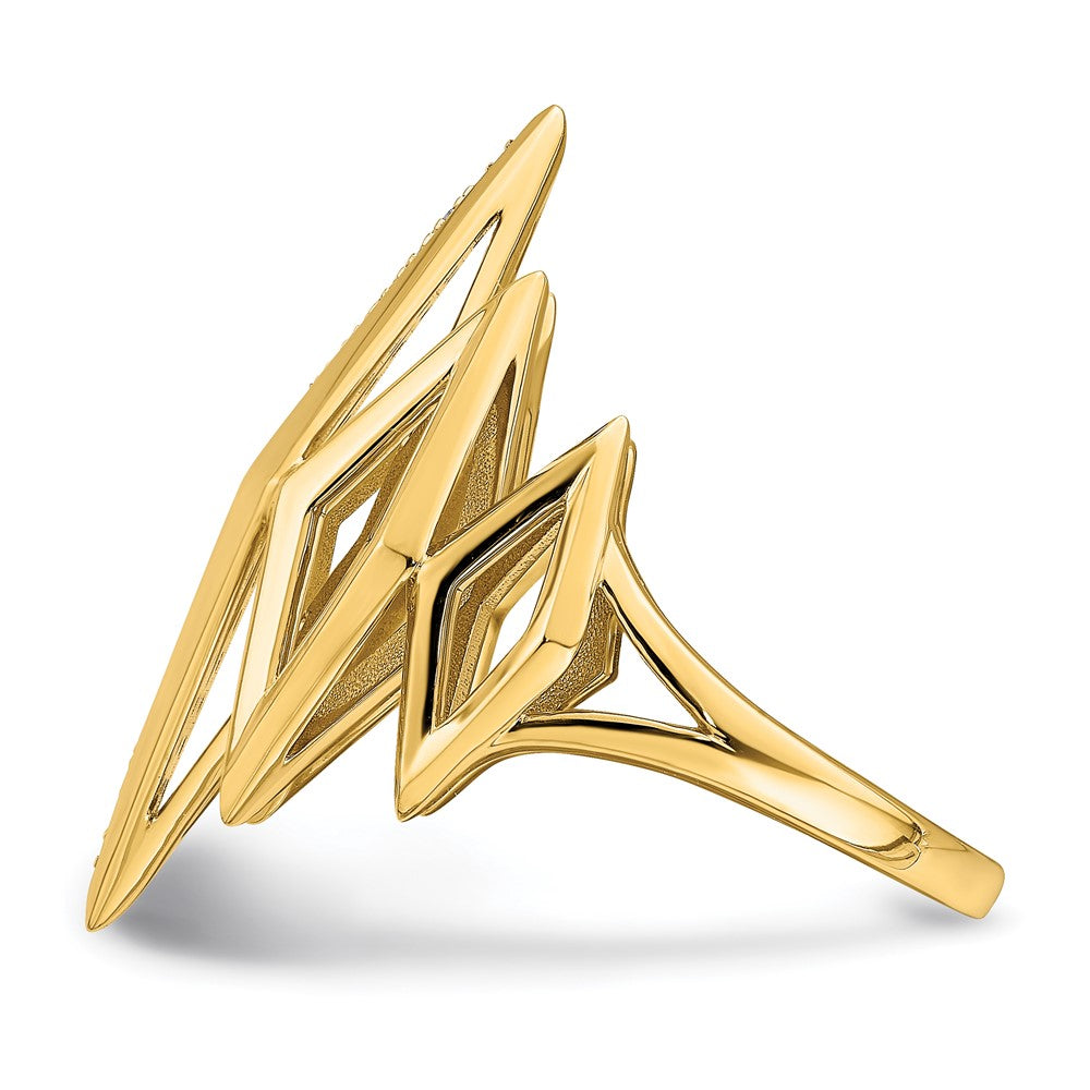14K Yellow Gold Polished Fancy Geometric Real Diamond Ring