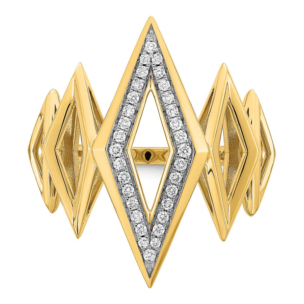 14K Yellow Gold Polished Fancy Geometric Real Diamond Ring