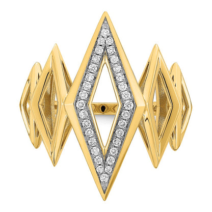 14K Yellow Gold Polished Fancy Geometric Real Diamond Ring