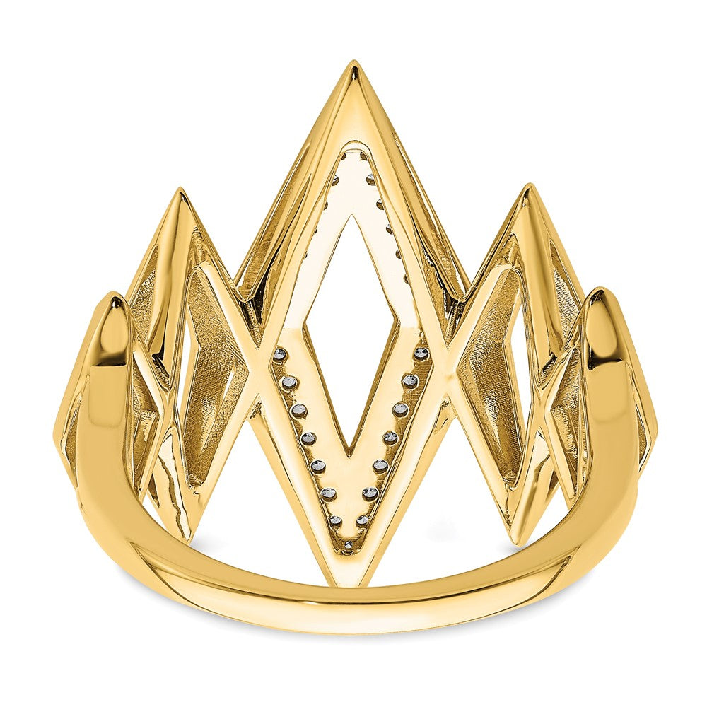 14K Yellow Gold Polished Fancy Geometric Real Diamond Ring