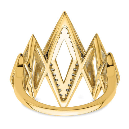 14K Yellow Gold Polished Fancy Geometric Real Diamond Ring