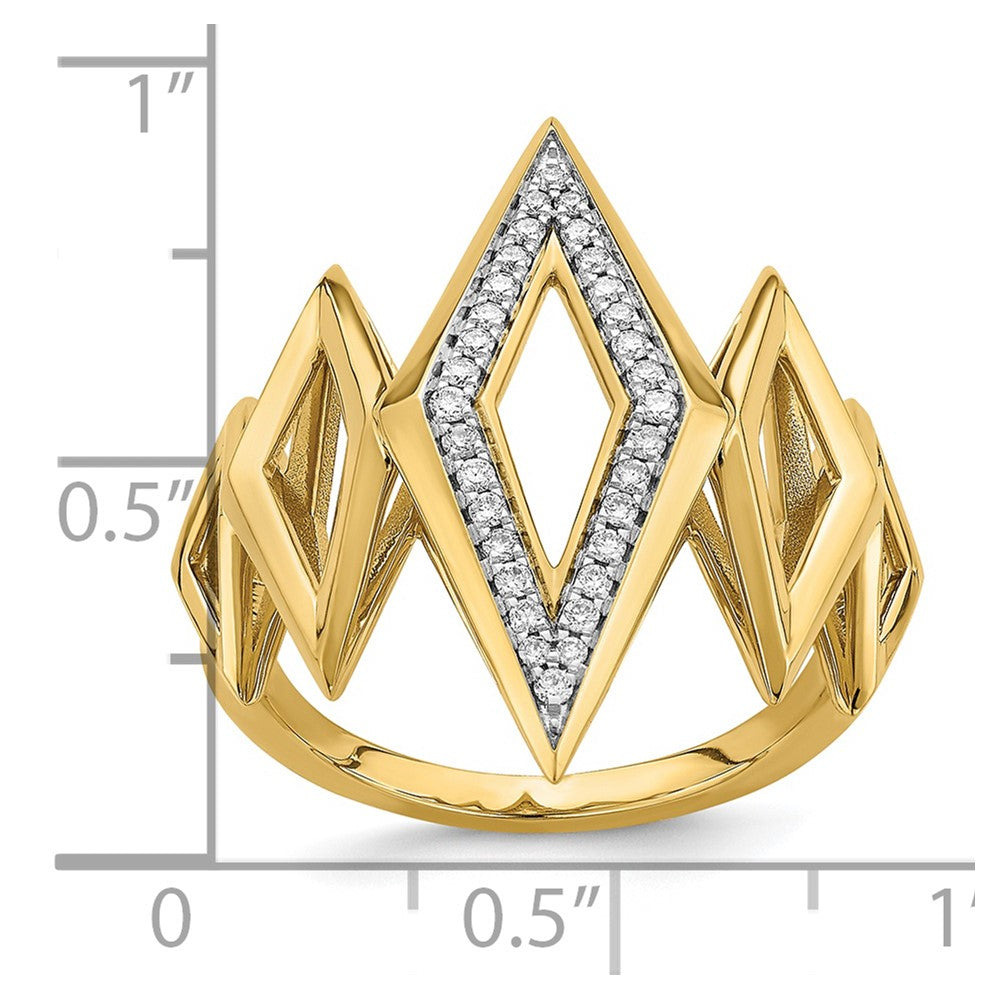 14K Yellow Gold Polished Fancy Geometric Real Diamond Ring