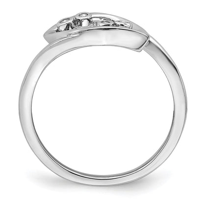 14k White Gold Polished Fancy Real Diamond Ring