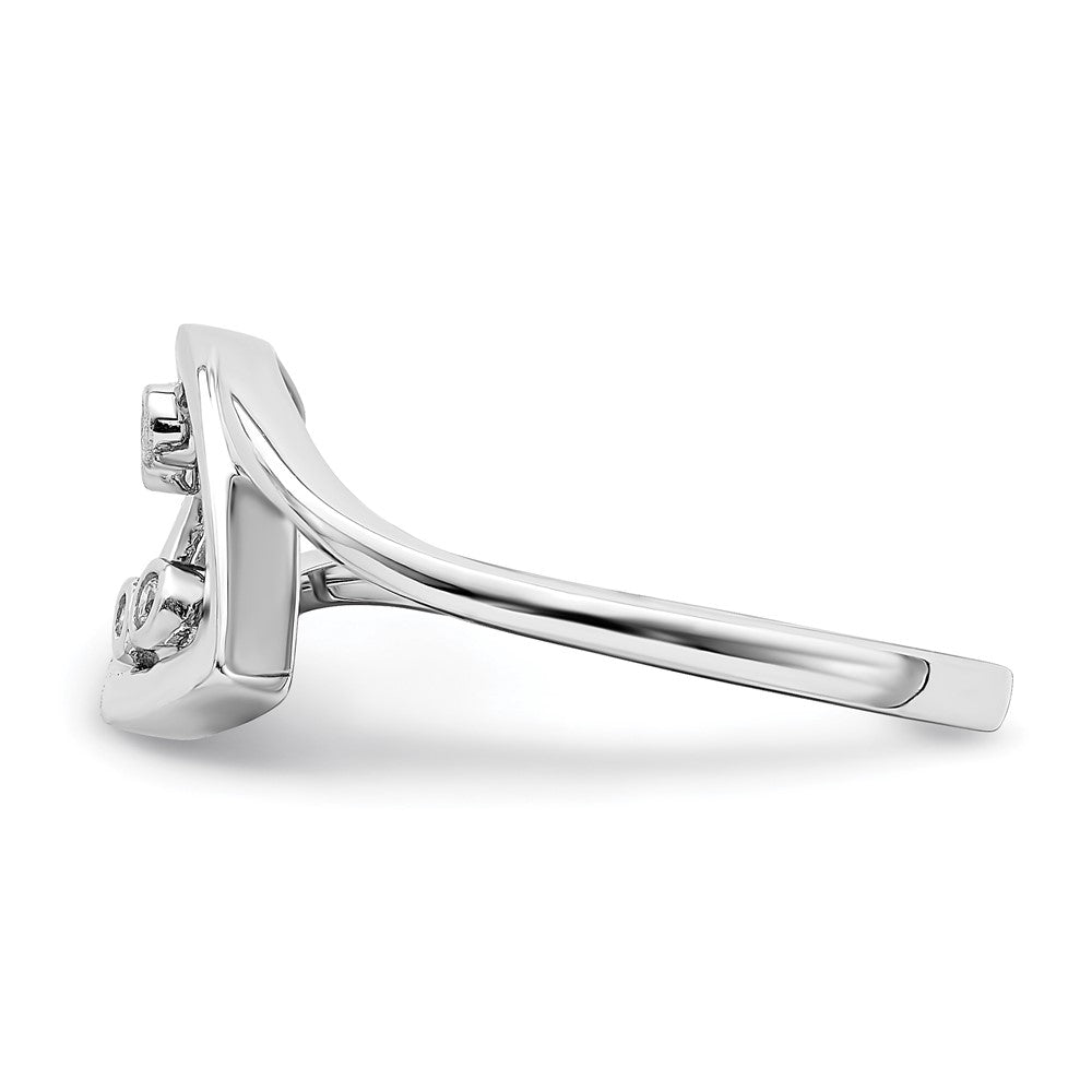 14k White Gold Polished Fancy Real Diamond Ring