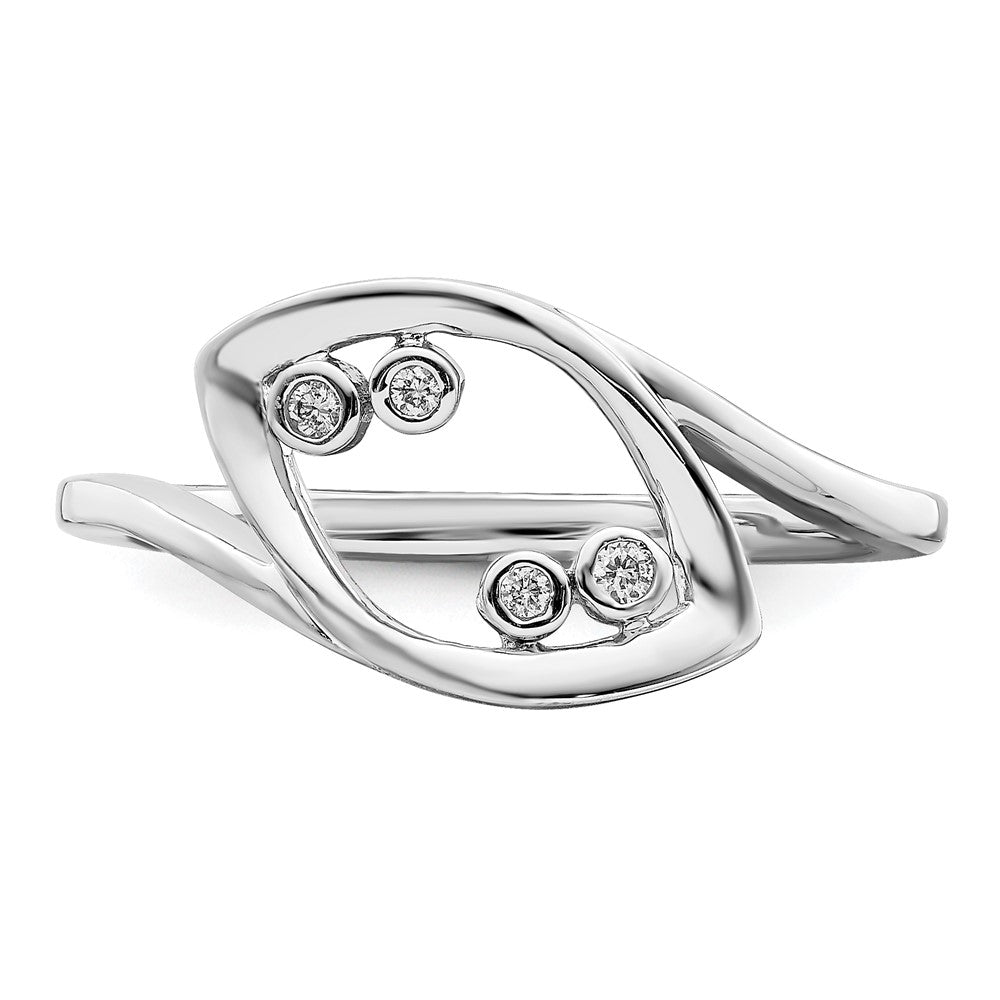 14k White Gold Polished Fancy Real Diamond Ring