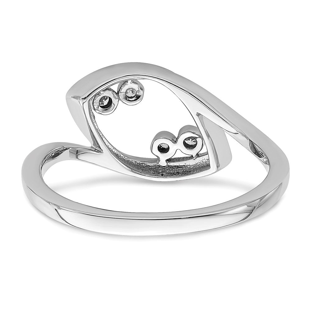 14k White Gold Polished Fancy Real Diamond Ring