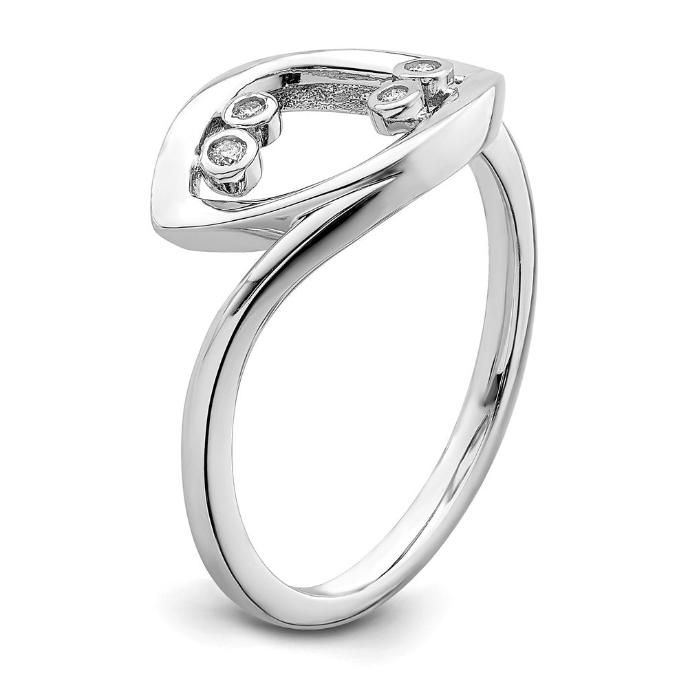 14k White Gold Polished Fancy Real Diamond Ring