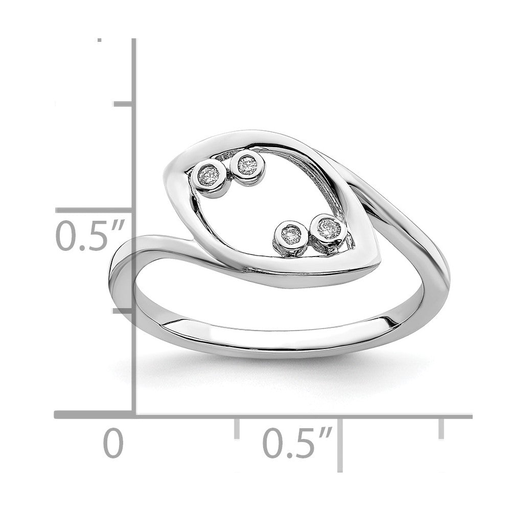 14k White Gold Polished Fancy Real Diamond Ring