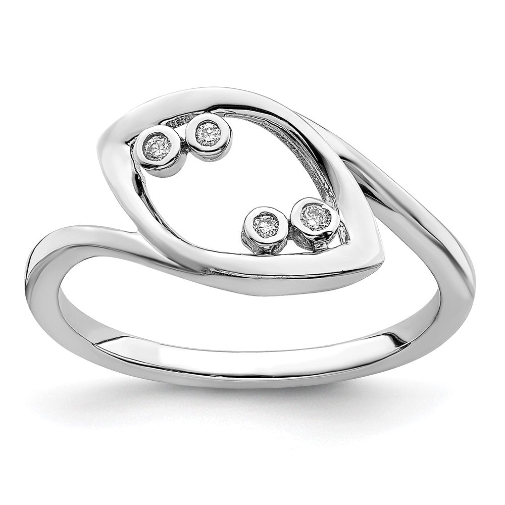 14k White Gold Polished Fancy Real Diamond Ring