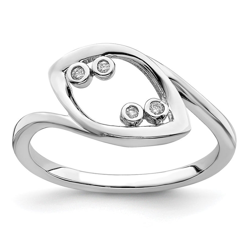 14k White Gold Polished Fancy Real Diamond Ring