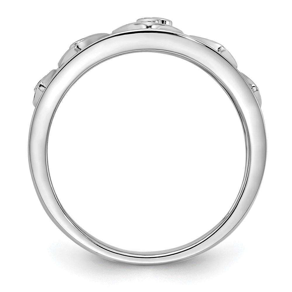 14k White Gold Polished Fancy Real Diamond Ring