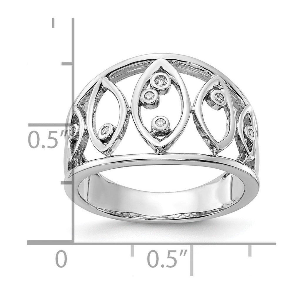 14k White Gold Polished Fancy Real Diamond Ring