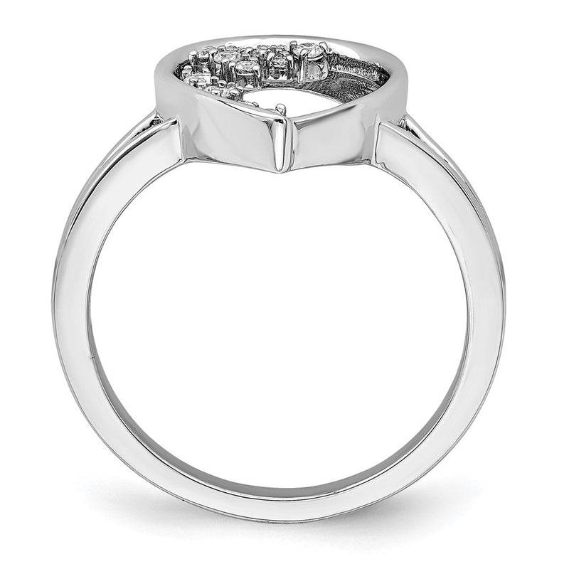 14k White Gold Polished Teardrop Real Diamond Ring