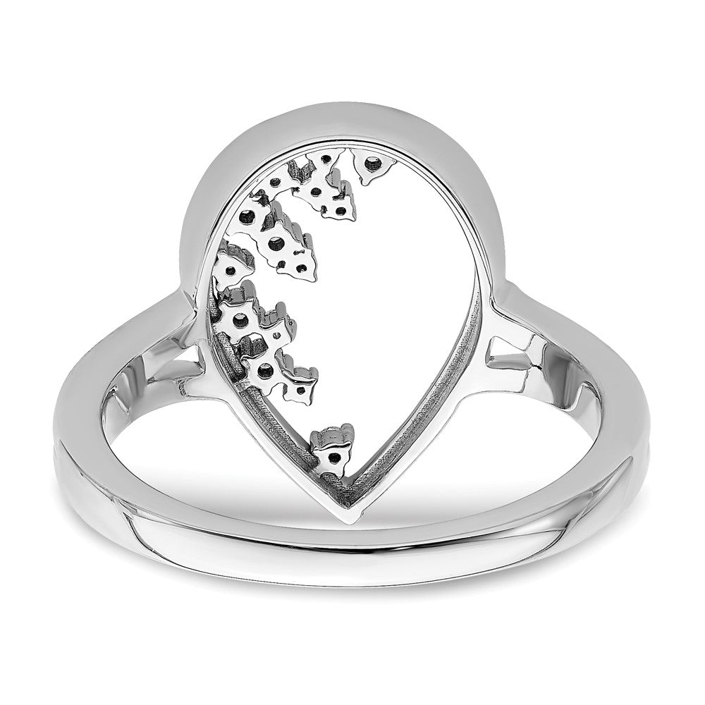 14k White Gold Polished Teardrop Real Diamond Ring