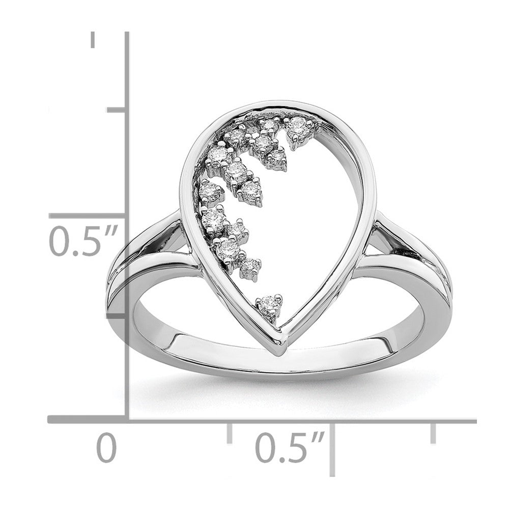 14k White Gold Polished Teardrop Real Diamond Ring