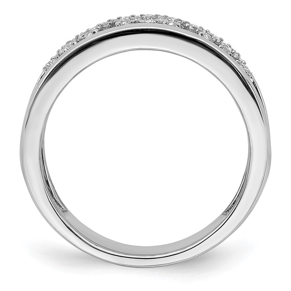 14k White Gold Polished Fancy Real Diamond Band