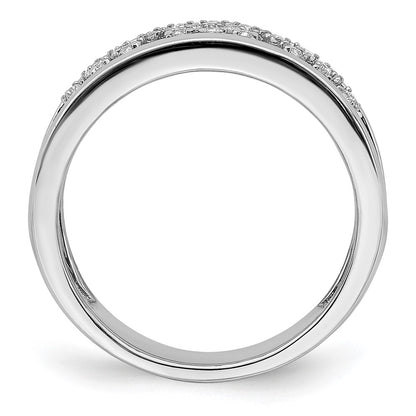 14k White Gold Polished Fancy Real Diamond Band