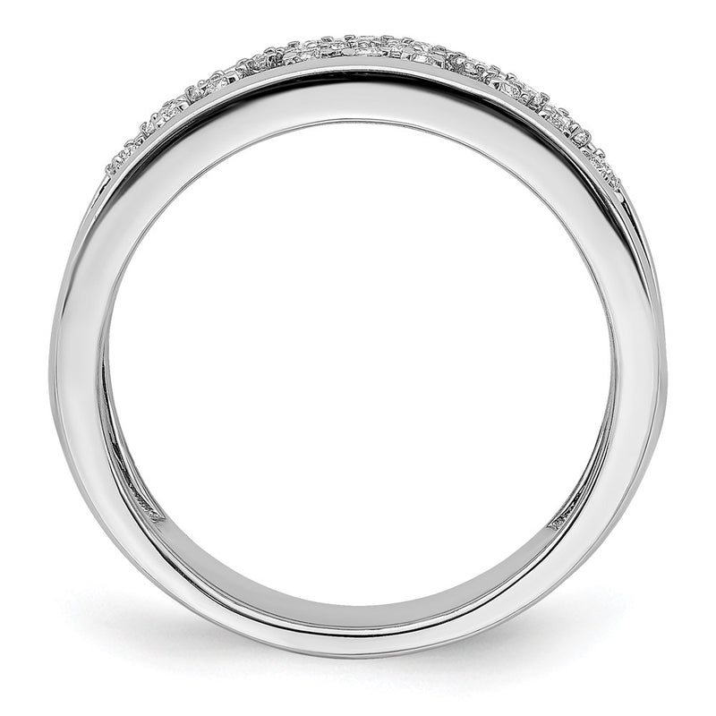 14k White Gold Polished Fancy Real Diamond Band