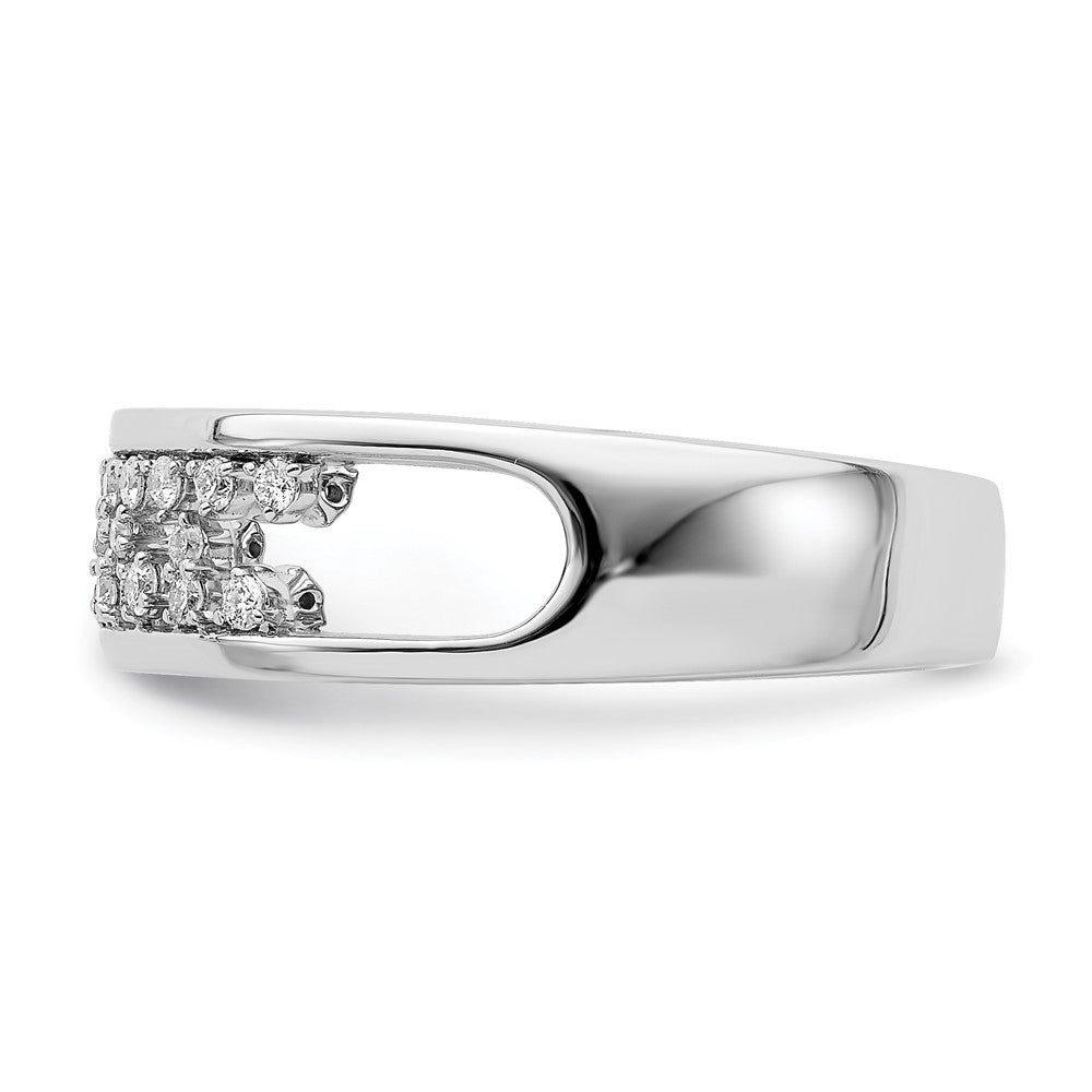 14k White Gold Polished Fancy Real Diamond Band