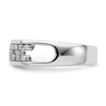 14k White Gold Polished Fancy Real Diamond Band