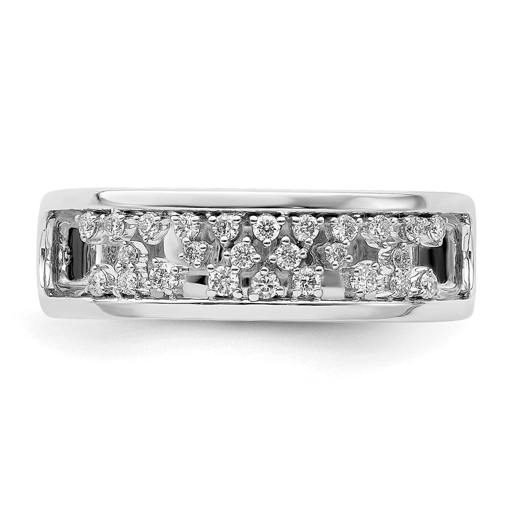 14k White Gold Polished Fancy Real Diamond Band