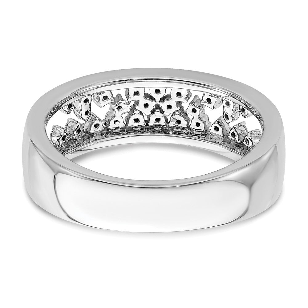 14k White Gold Polished Fancy Real Diamond Band