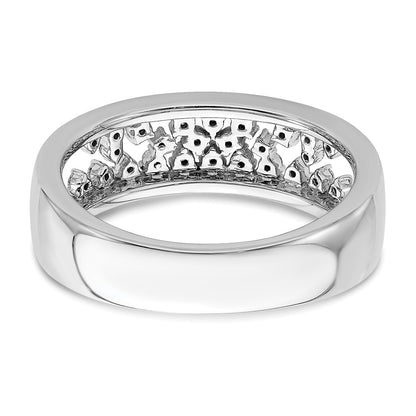 14k White Gold Polished Fancy Real Diamond Band