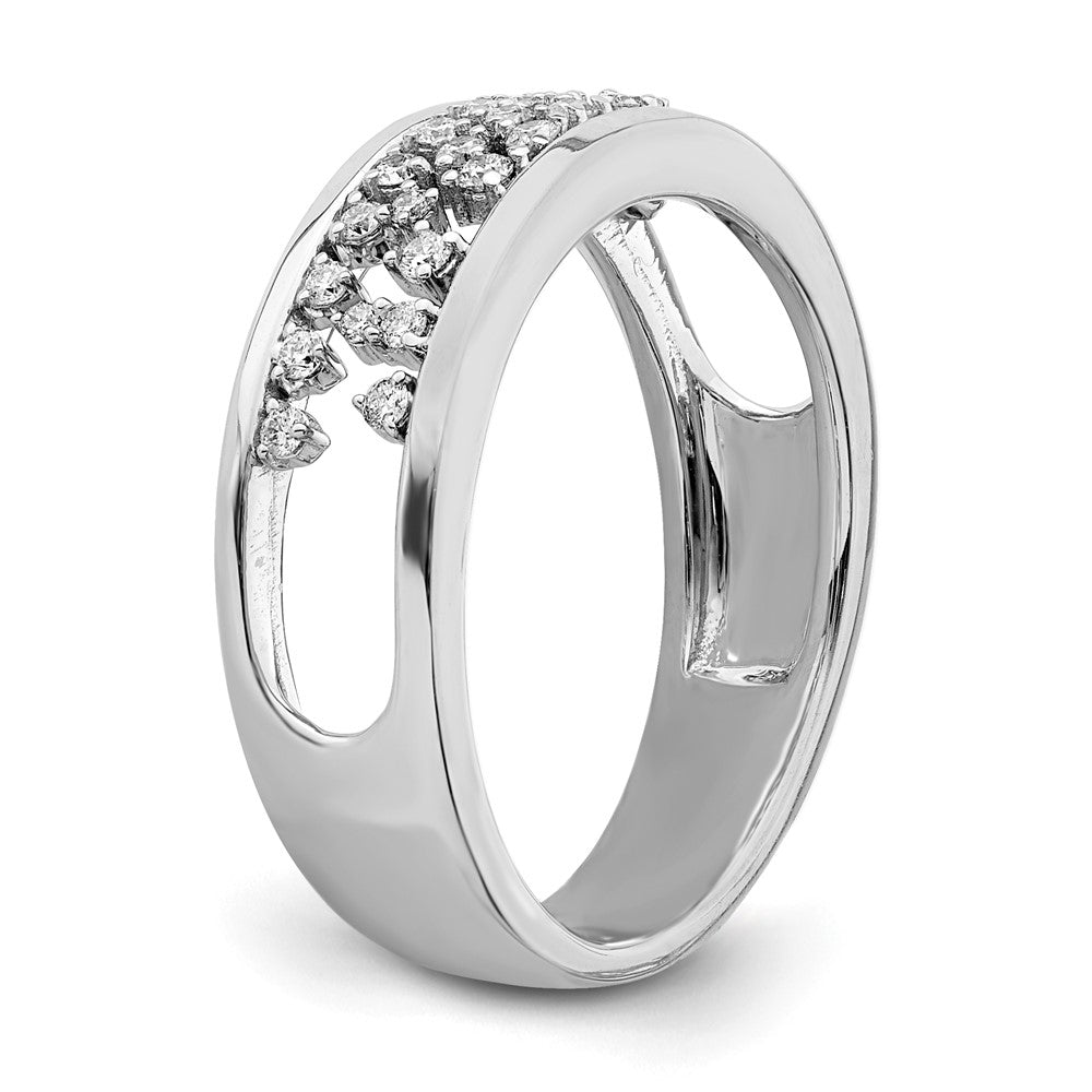14k White Gold Polished Fancy Real Diamond Band