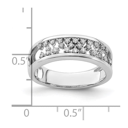 14k White Gold Polished Fancy Real Diamond Band