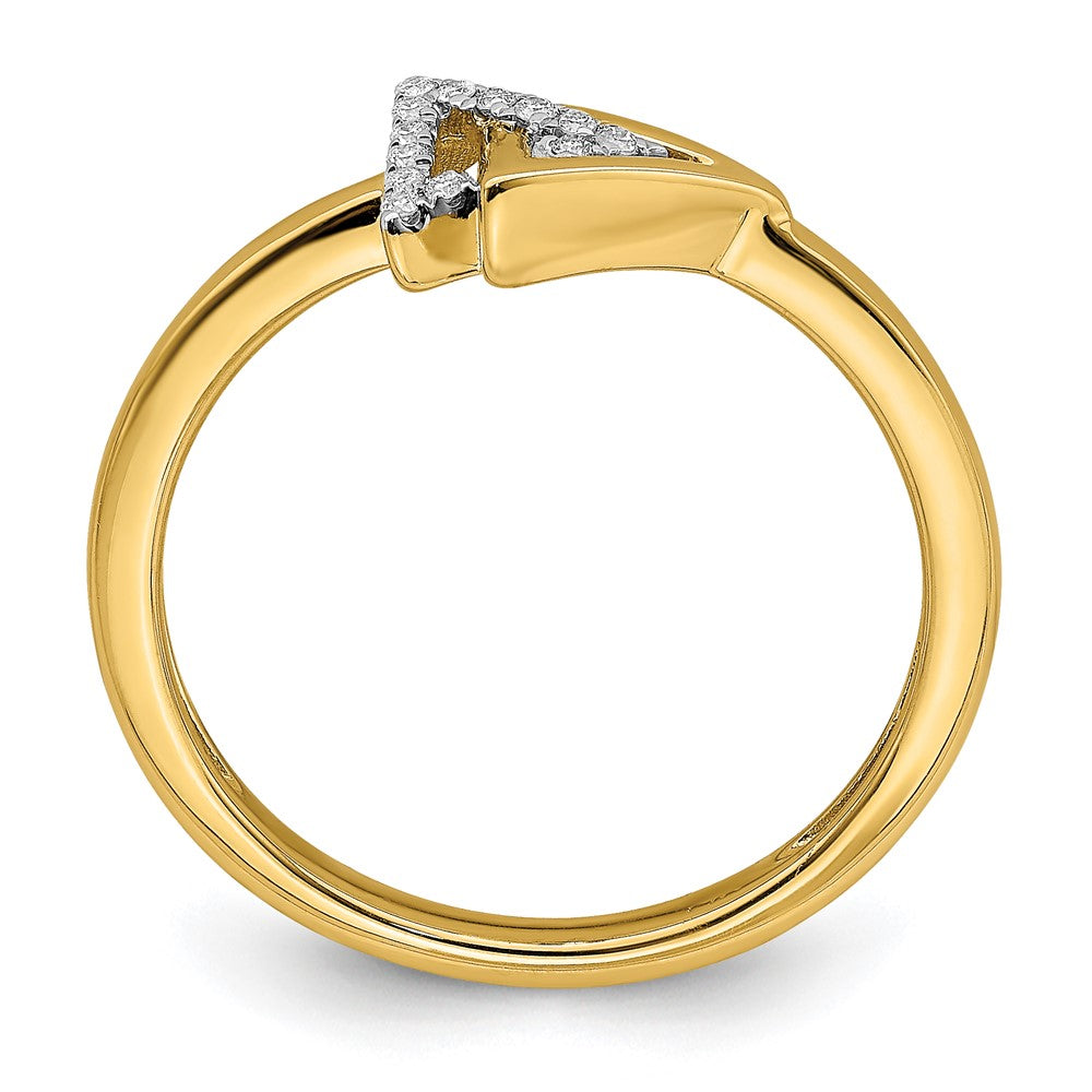 14K Yellow Gold Polished Double Triangle Real Diamond Ring