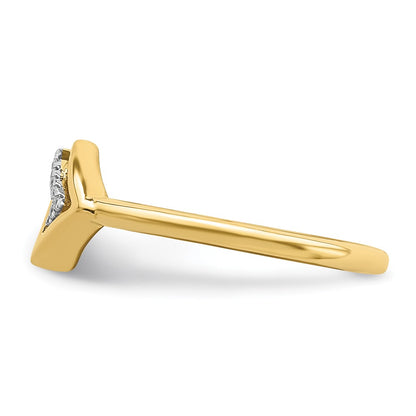 14K Yellow Gold Polished Double Triangle Real Diamond Ring