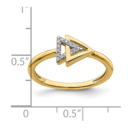 14K Yellow Gold Polished Double Triangle Real Diamond Ring