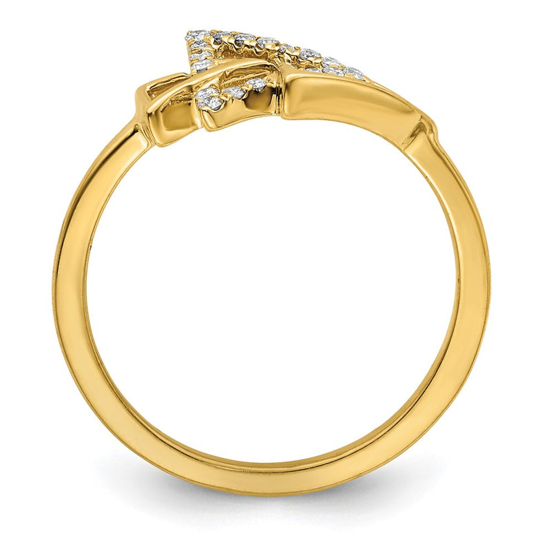 14K Yellow Gold Polished Triple Triangle Real Diamond Ring