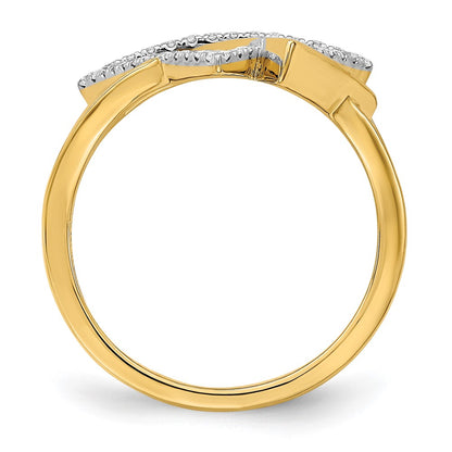 14K Yellow Gold Polished Double Triangle Real Diamond Ring