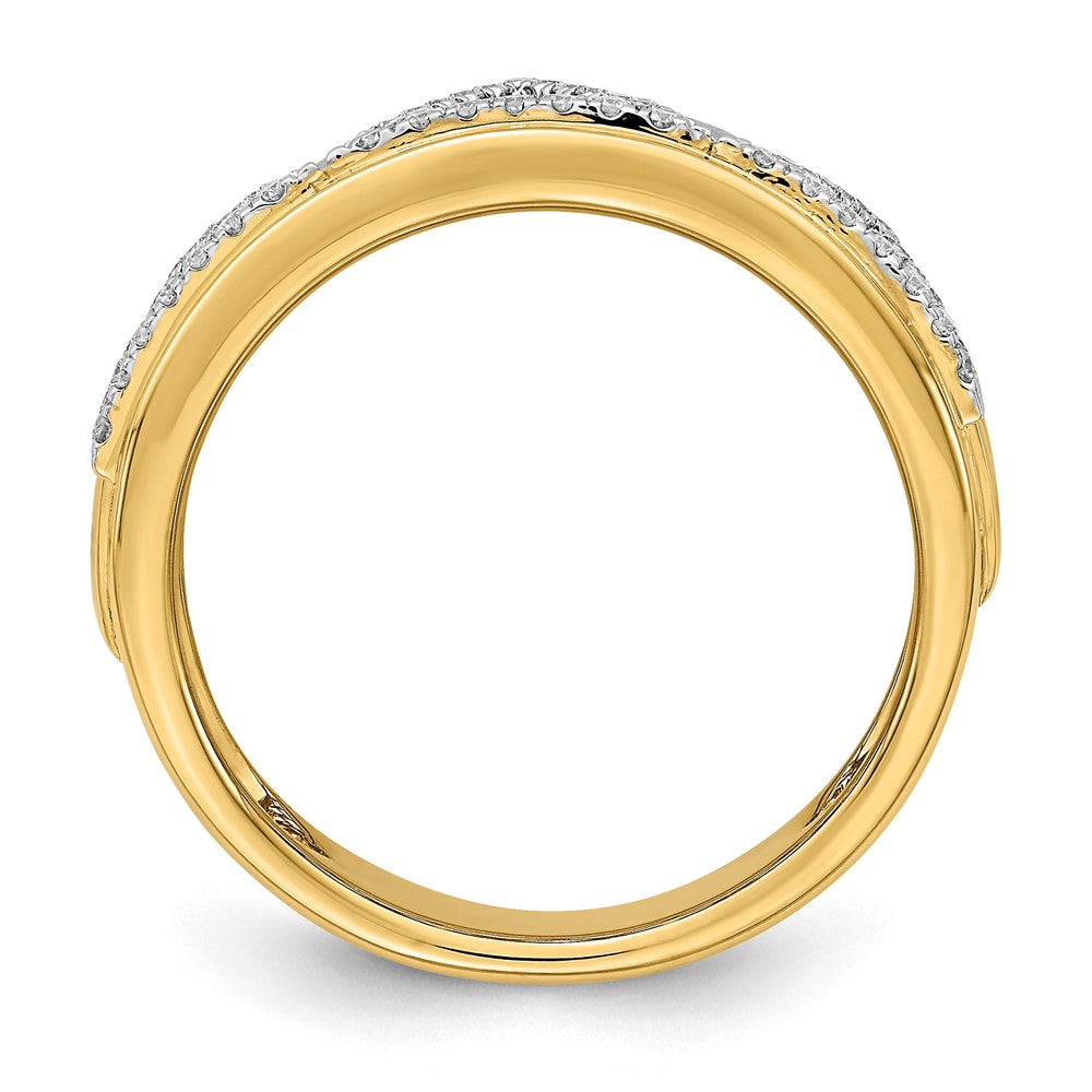 14K Yellow Gold Polished Triangle Band Real Diamond Ring