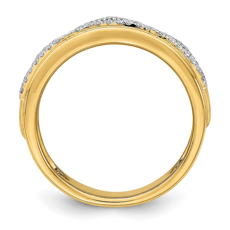 14K Yellow Gold Polished Triangle Band Real Diamond Ring