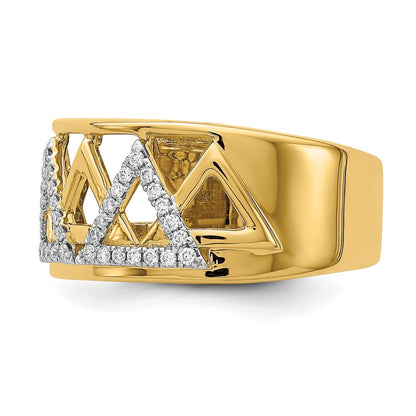 14K Yellow Gold Polished Triangle Band Real Diamond Ring