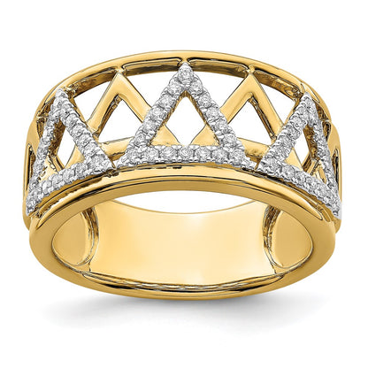 14K Yellow Gold Polished Triangle Band Real Diamond Ring