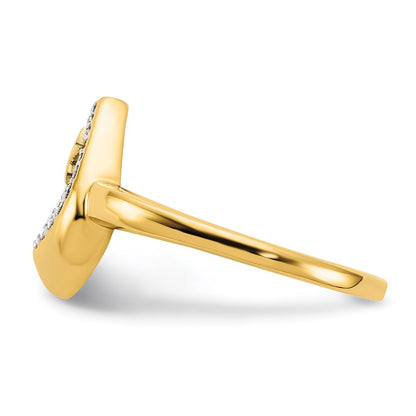 14K Yellow Gold Polished Teardrop w/Star Real Diamond Ring