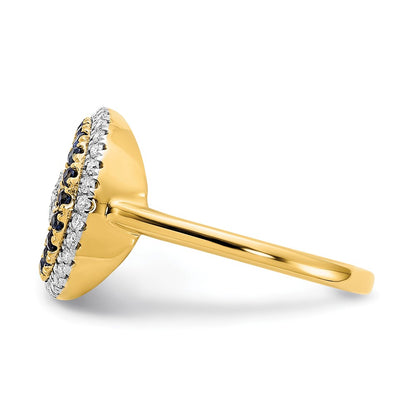 14K Yellow Gold Polished Sapphire and Real Diamond Moon w/Star Ring