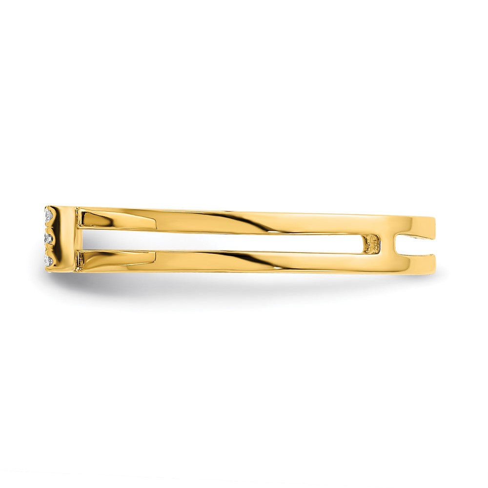 14K Yellow Gold Polished 2 Rectangles Real Diamond Bar Ring