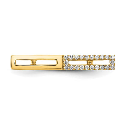 14K Yellow Gold Polished 2 Rectangles Real Diamond Bar Ring