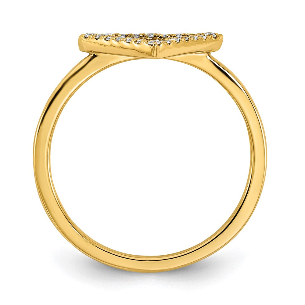 14K Yellow Gold Polished Real Diamond Triangle Ring