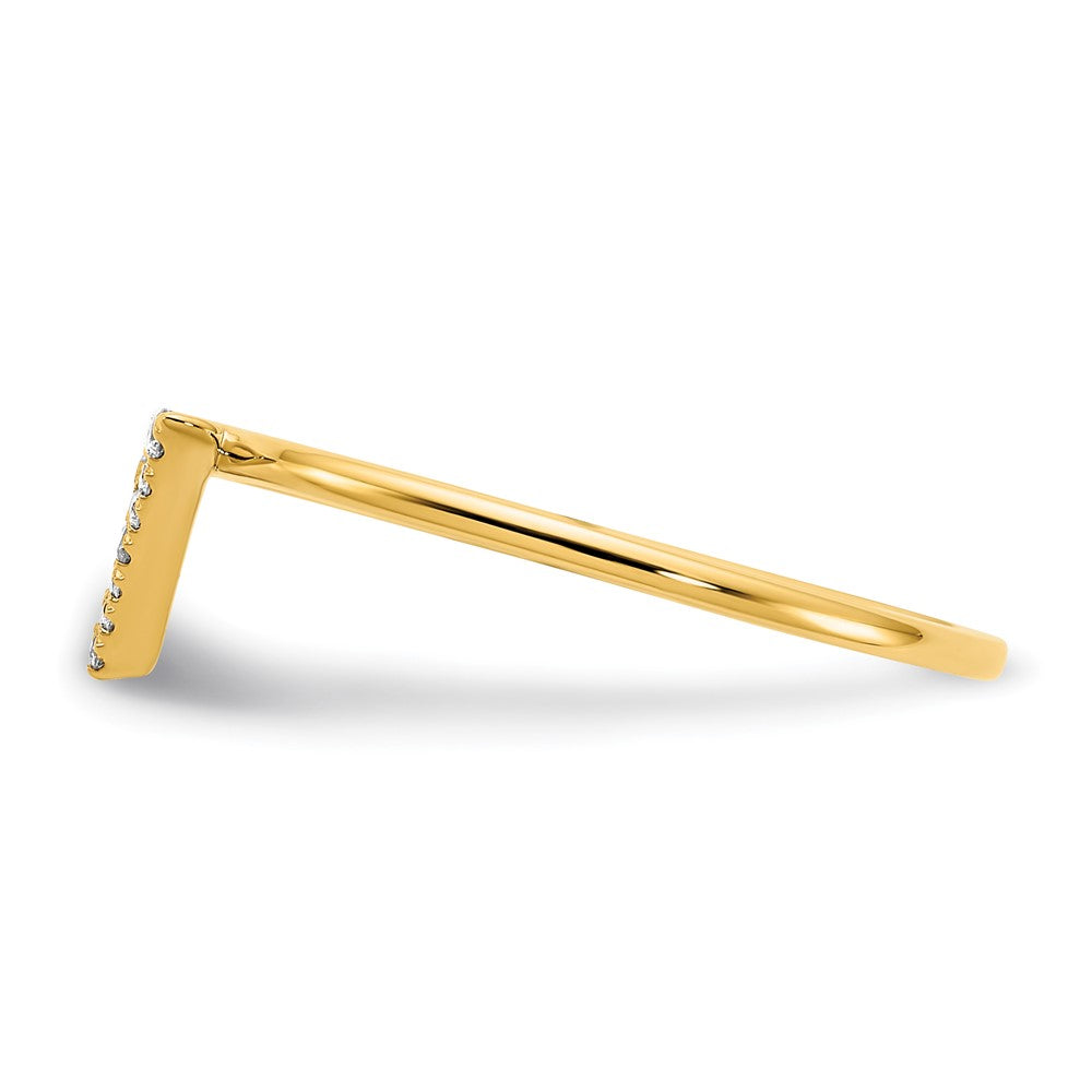 14K Yellow Gold Polished Real Diamond Triangle Ring