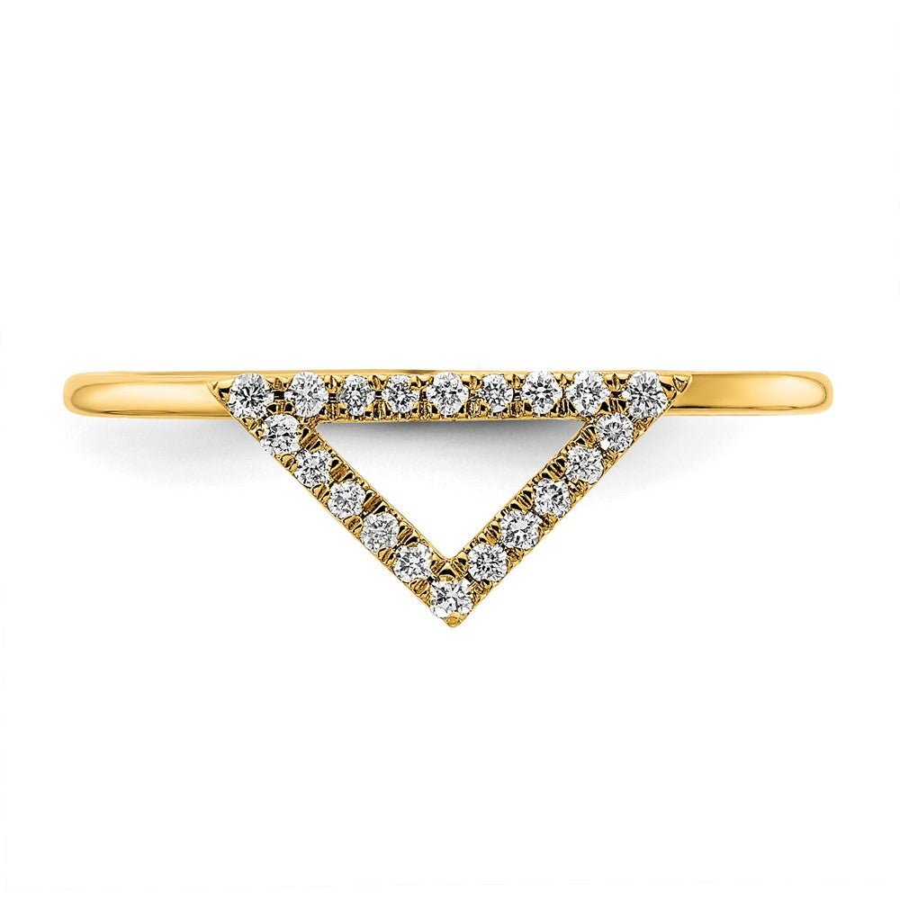14K Yellow Gold Polished Real Diamond Triangle Ring